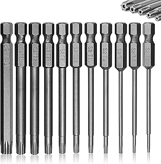 75mm Torx Screwdriver Bit Sets, 11pcs T6-T40 Star Torx Screwdriver Security Bit Set 1/4 Inch S2 Steel Hex Screwdrivers Impact Driver Bits Set