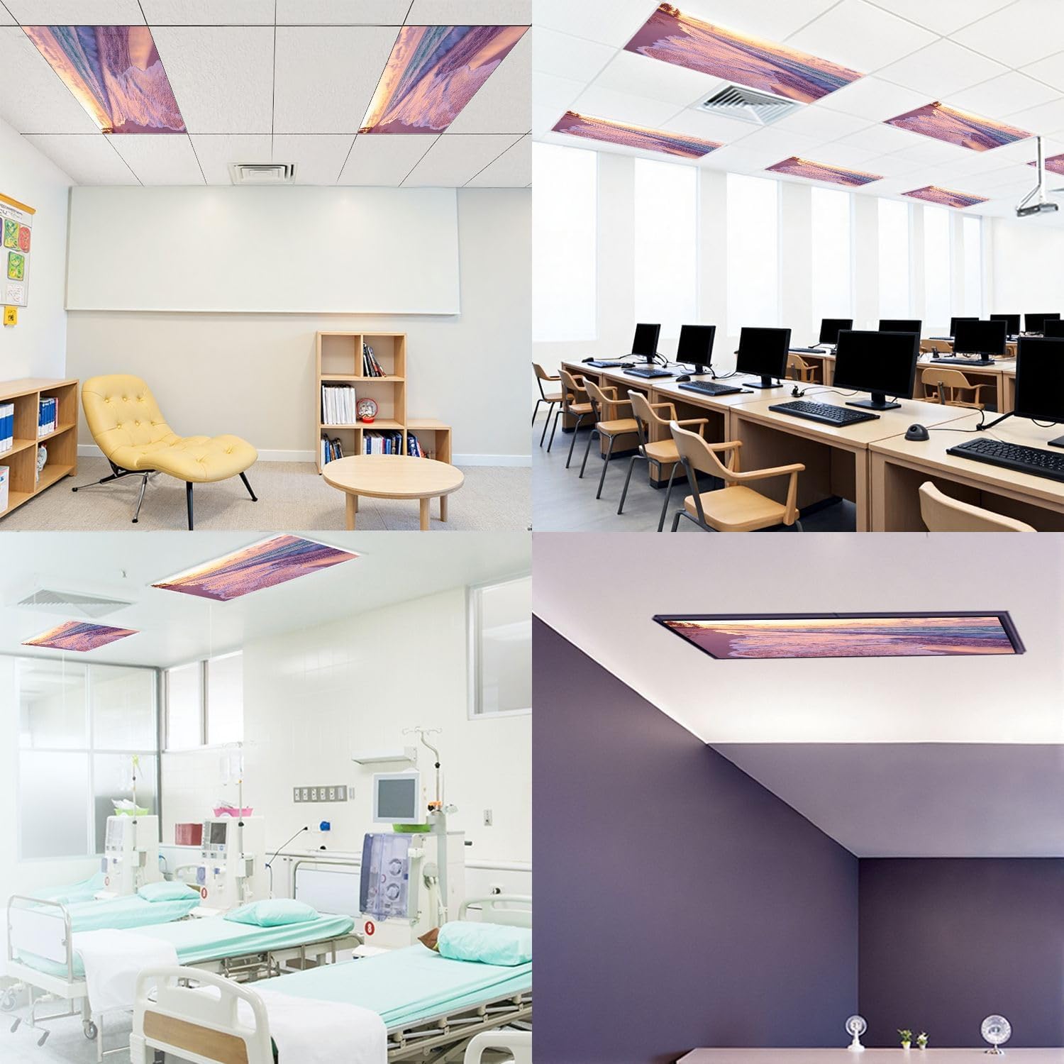 Fluorescent Light Covers for Ceiling Lights Coastal Landscape an Empty Sandy Beach Easy to Install Magnetic Light Filter for Classroom Office Hospitals School Home Decor