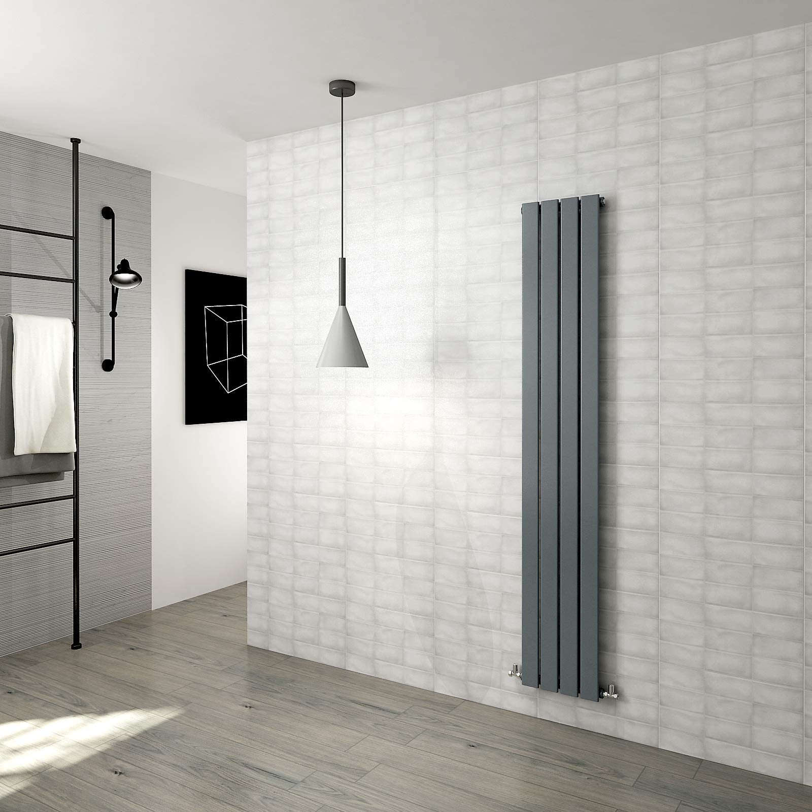 Huiyang Anthracite Vertical Radiator Flat Panel Designer Central Heating Rads Single 1800X272mm