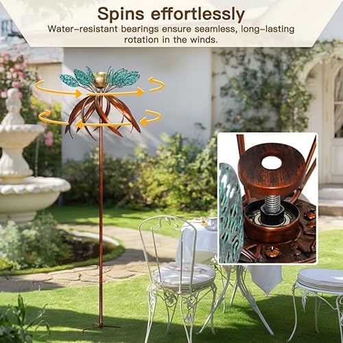 Miniatura 3 de Molinillos de viento para exteriores para patio y jardín, 360 grados de metal, gran molino de viento cinético, regalo de cumpleaños para mujeres,