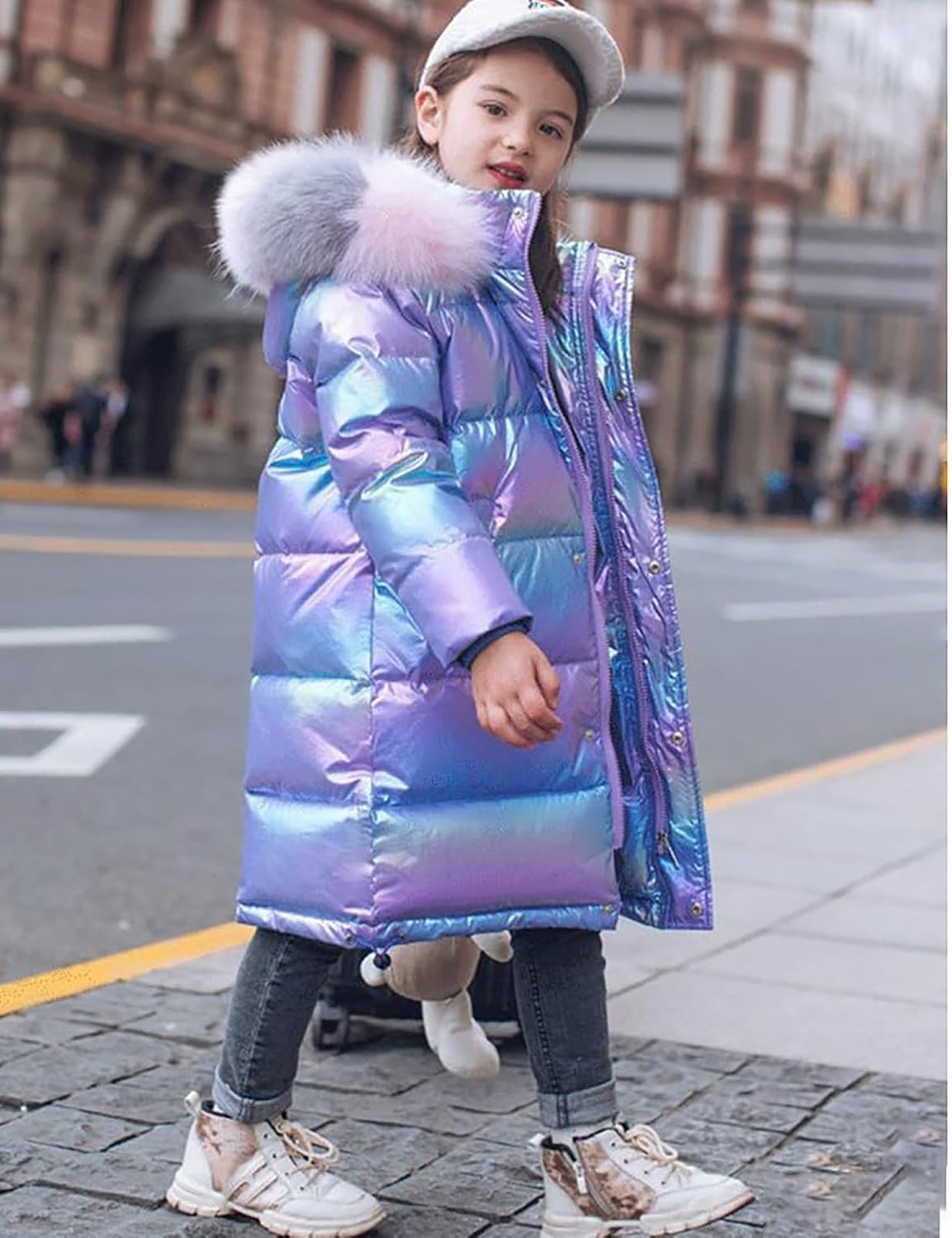 Girls Insulated Winter Coat Waterproof Long Quilted Puffer Jacket Teen Toddler Warm Parka Snow Coats with Faux Fur Hood