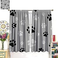 Vista 94 de Cortinas opacas con estampado de patas de perro, estampado de patas de perro y huesos, tratamiento de ventana, cortinas con aislamiento térmico