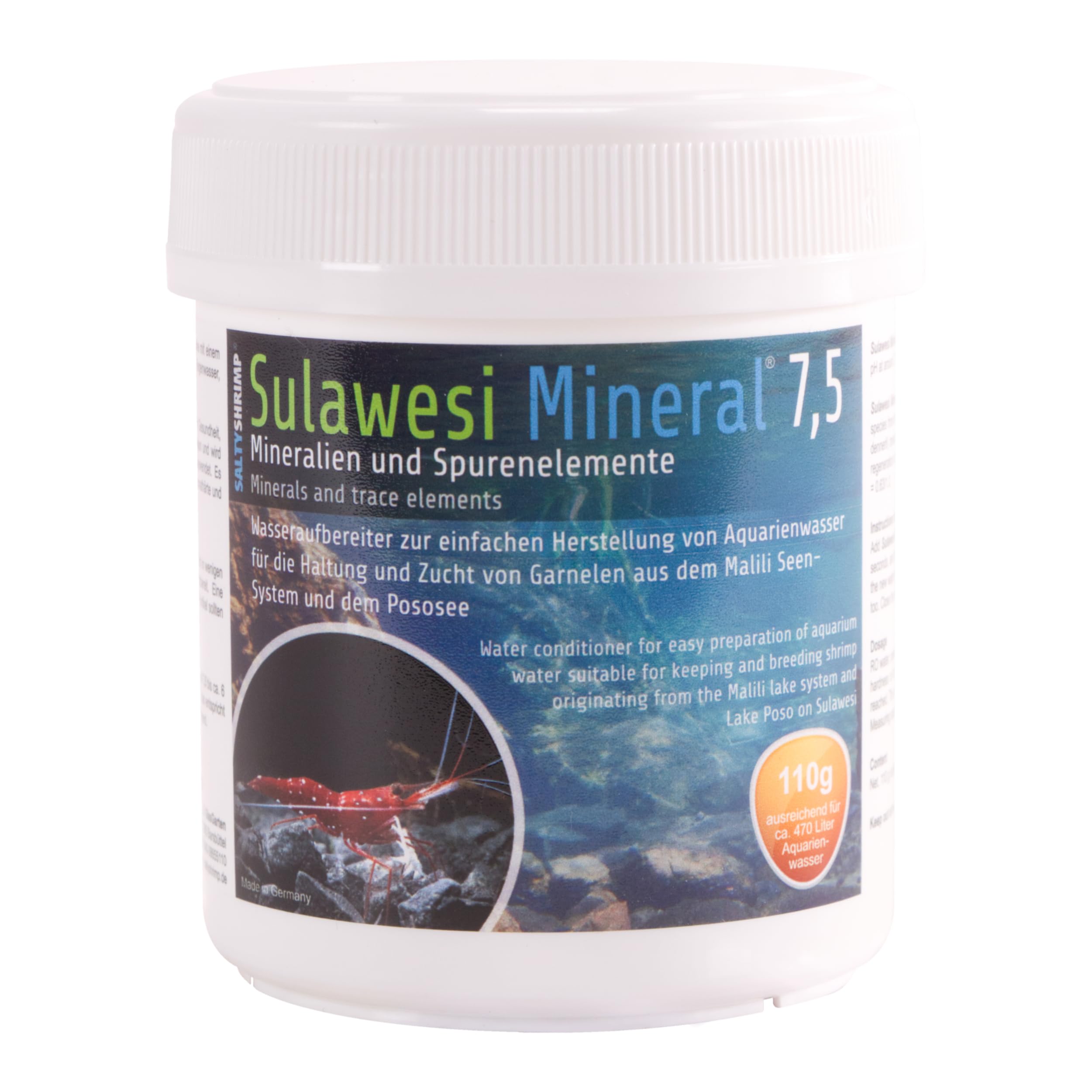 Sulawesi Mineral 7,5 | 110g - Sal de Sulawesi para endurecer Agua de ósmosis, Agua de Lluvia, Agua desmineralizada. Favorece la regeneración microbiana