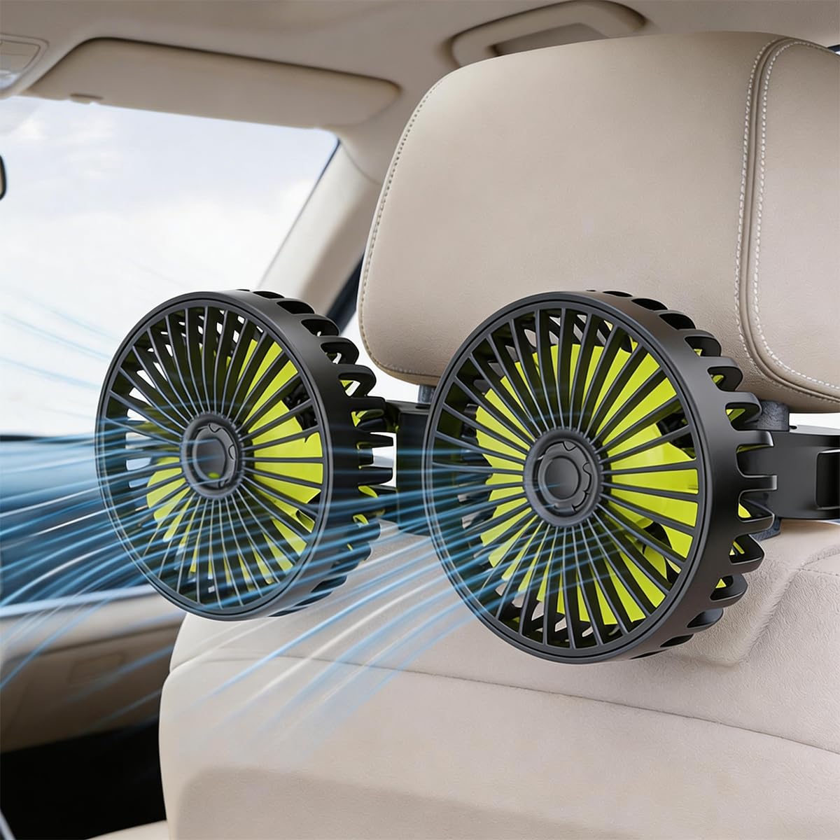 Car Fans for Backseat Kids, Dual Head with Cold Air Blow