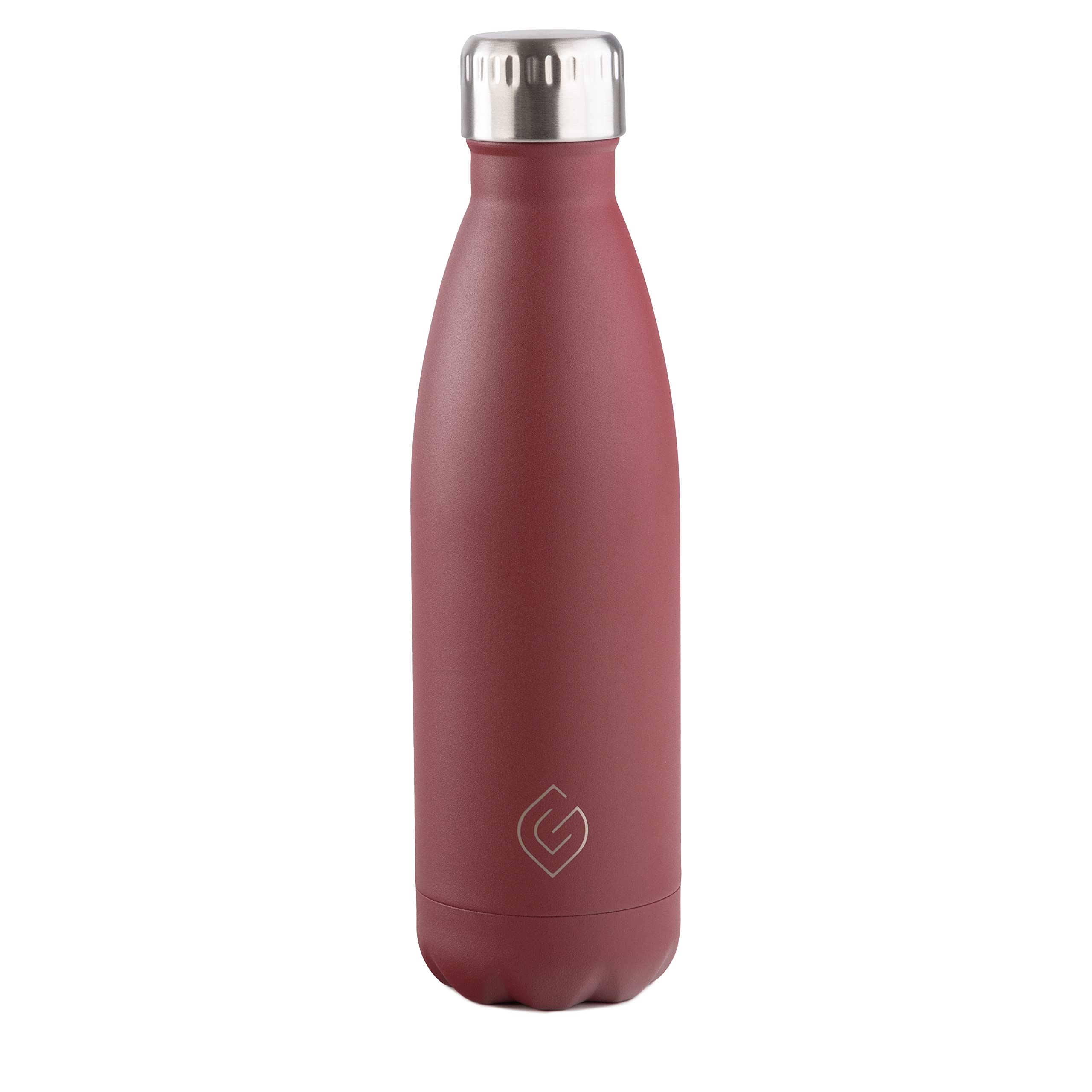 Greenfield Collection Mulberry Red 500Ml Water Bottle; Bpa Free Double Walled Stainless Steel Vacuum Insulated Water Bottles - 12 Hours Temp Controlled - Leakproof Sports Flask Great For Work, Gym, Travel - Red