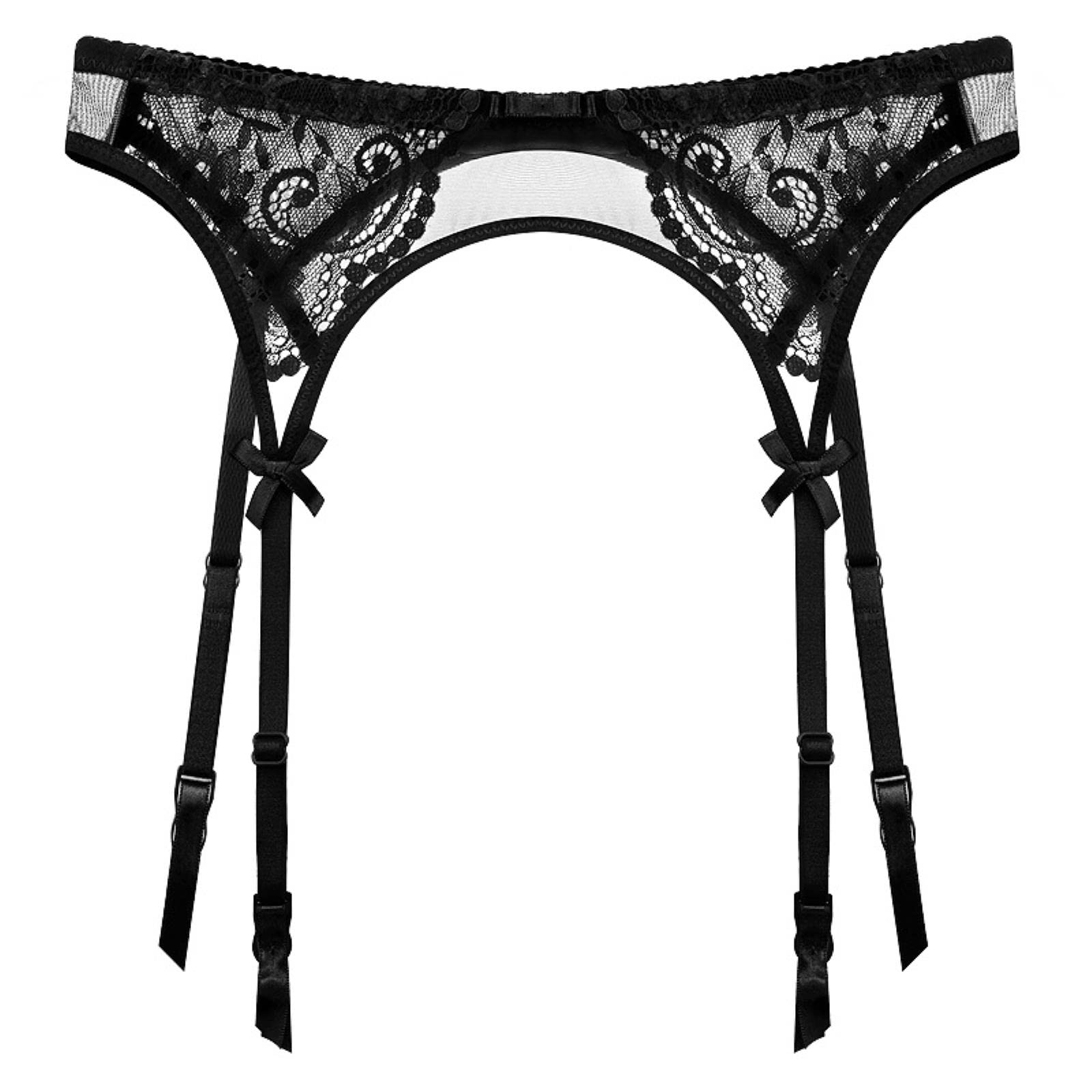 Medias Sexis Ligas de Medias Negras y Rojas con Bordado de Encaje, Liguero con Medias ultrafinas para Mujer (Blanco L)