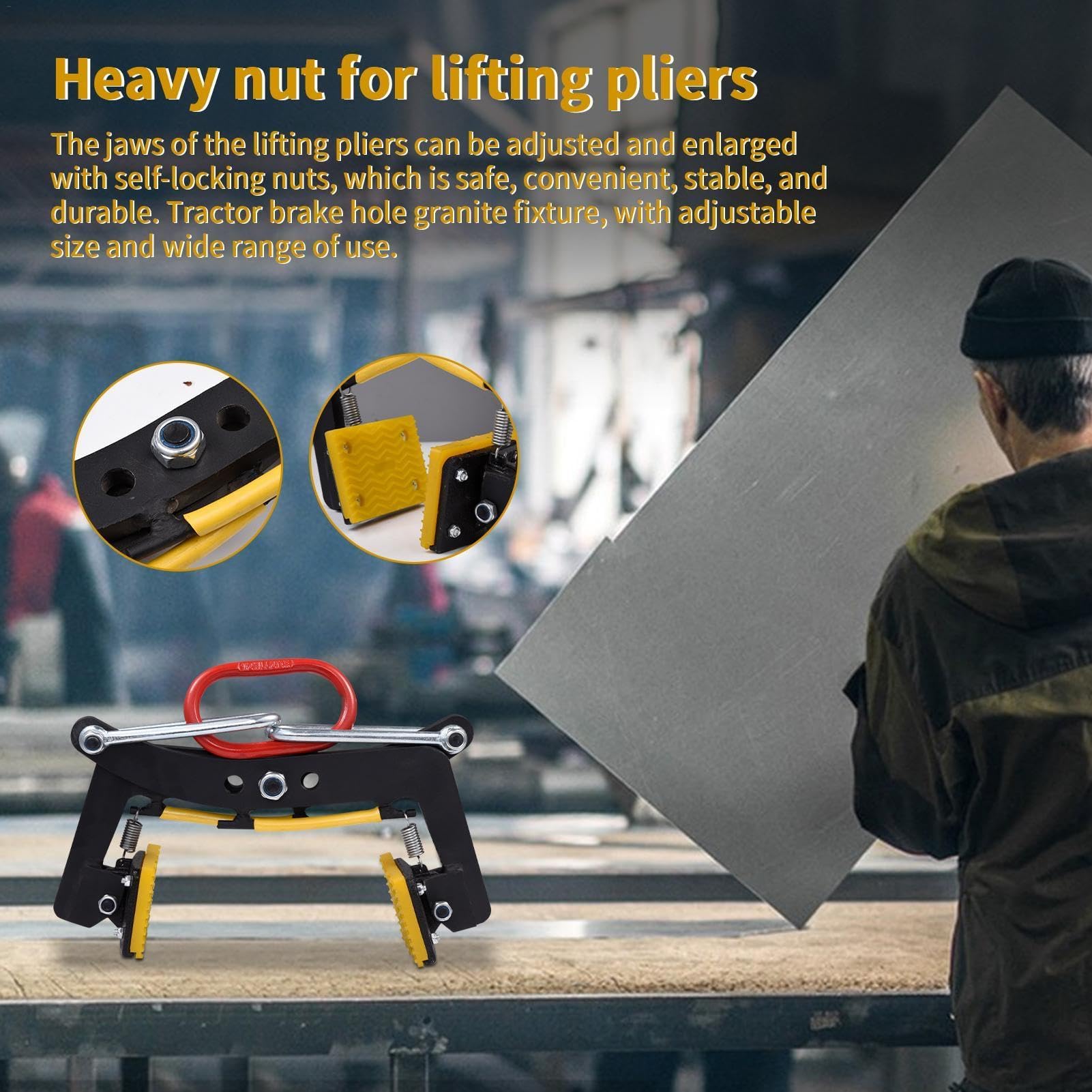 Abrazadera elevadora de Tijera Ajustable de Alta Resistencia para manipulación Segura de Piedra y Roca - Ideal para Trabajos de construcción y albañilería (Un Color - Ape