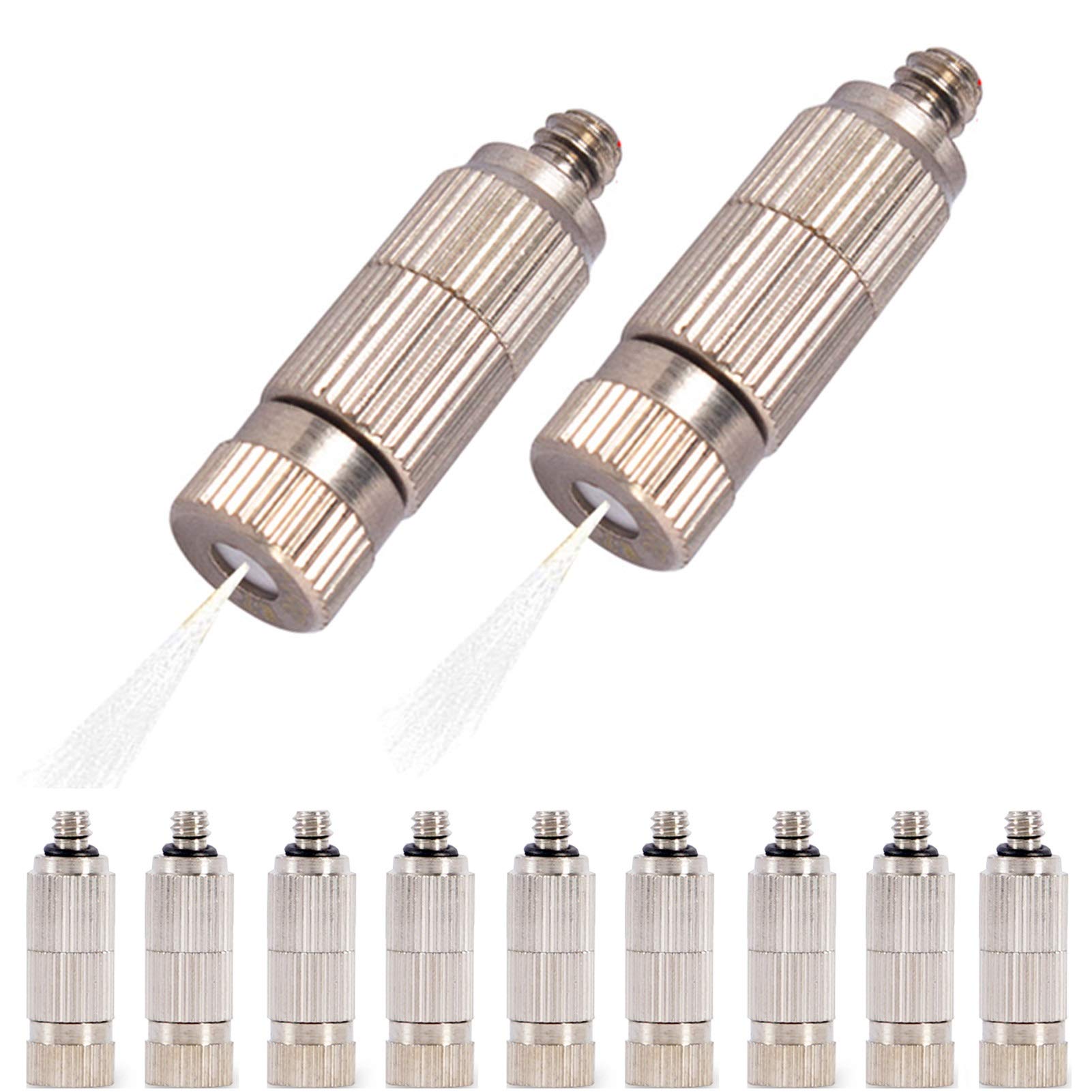 SOHNVWTGD 80pcs Misting Nozzle Kit for Cooling System Brass Mister Nozzles High Pressure 3/16" Threaded, Garden Water Mister, Fog Nozzles, Antidrip Fogging Spray Head (Size : 0.1mm)