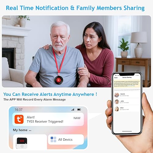 Miniatura 7 de WiFi Smart Wireless Caregiver Pager Botón de llamada Sistema de alerta de emergencia Botón de alerta de vida para pacientes ancianos personas
