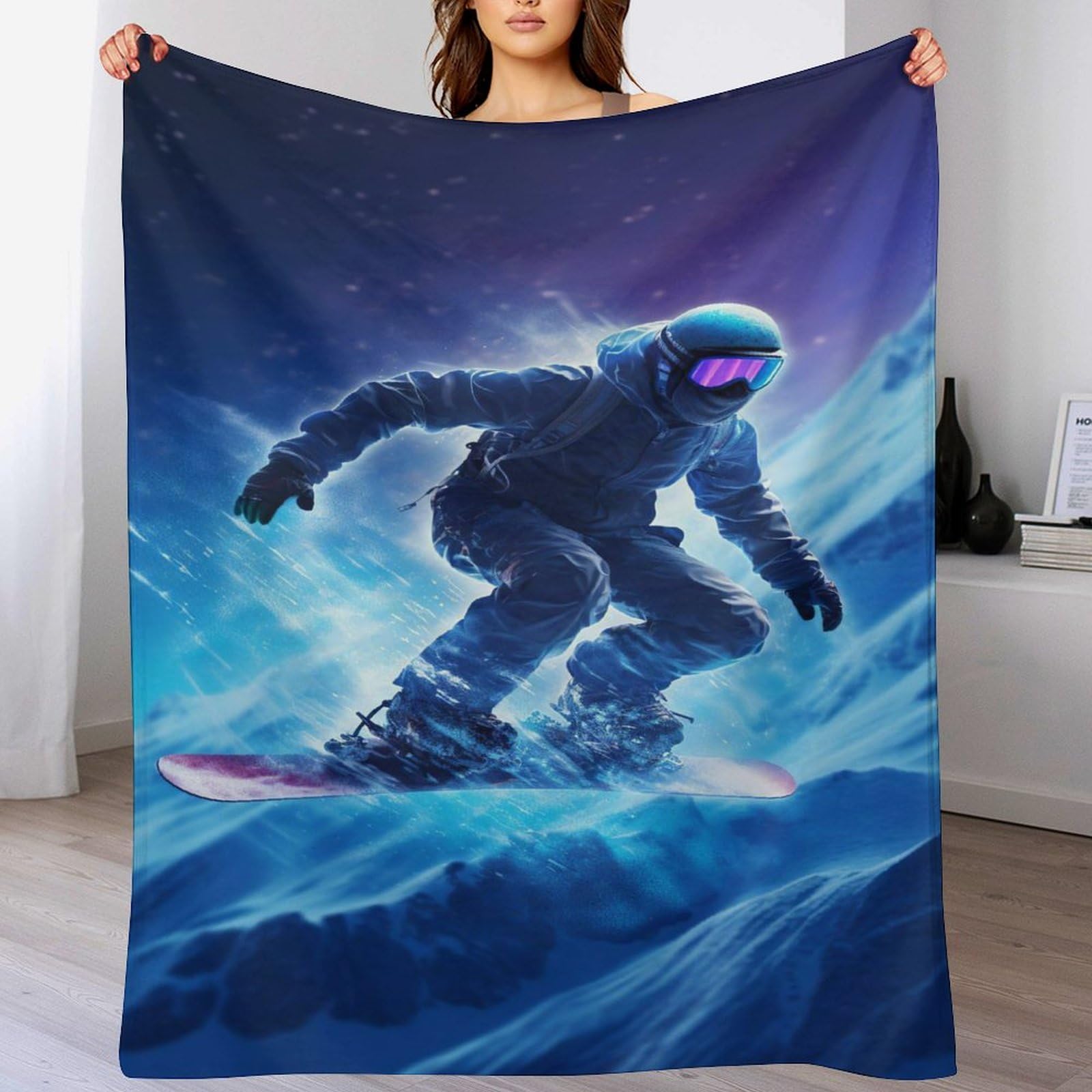 Couvre-lit snowboard 3D linge de lit luxe flanelle 180x200cm