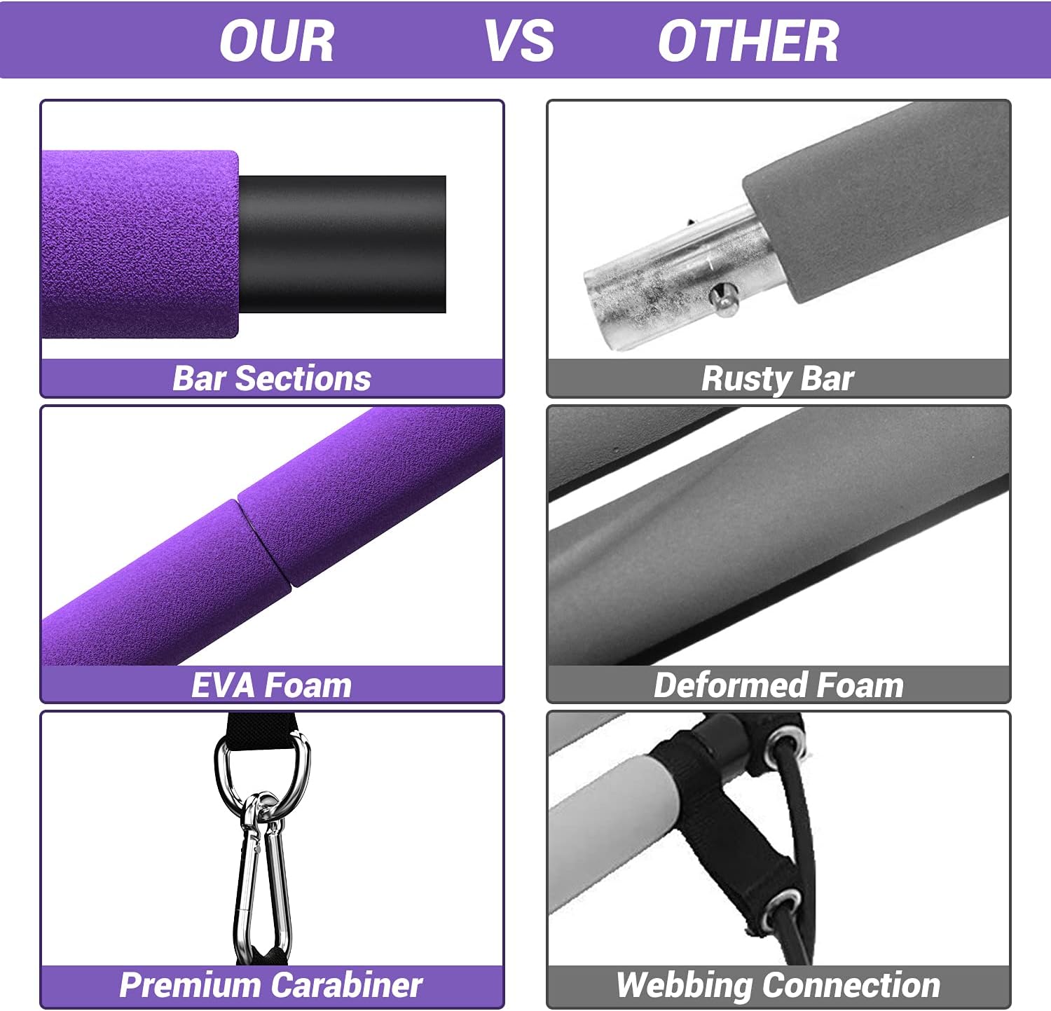 Sportneer Pilates Exercise Stick Kit with 4 Resistance Bands, Pilates Bar with Foot Strap for Full Body Workout, Home Workout Equipment for Women and Men : Sports & Outdoors