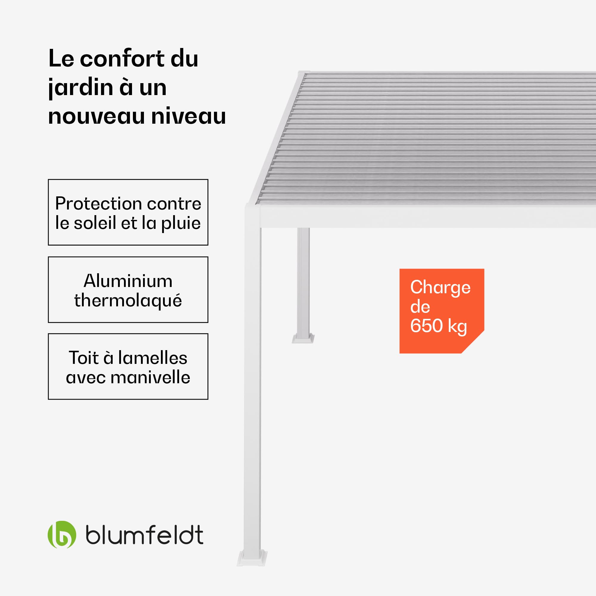 Blumfeldt Tonnelle de Jardin 3x4m, Pergola Bioclimatique avec Toit à Lamelles Réglable, Cadre en Aluminium, Résistant aux Intempéries, Blanc, Facile à Assembler