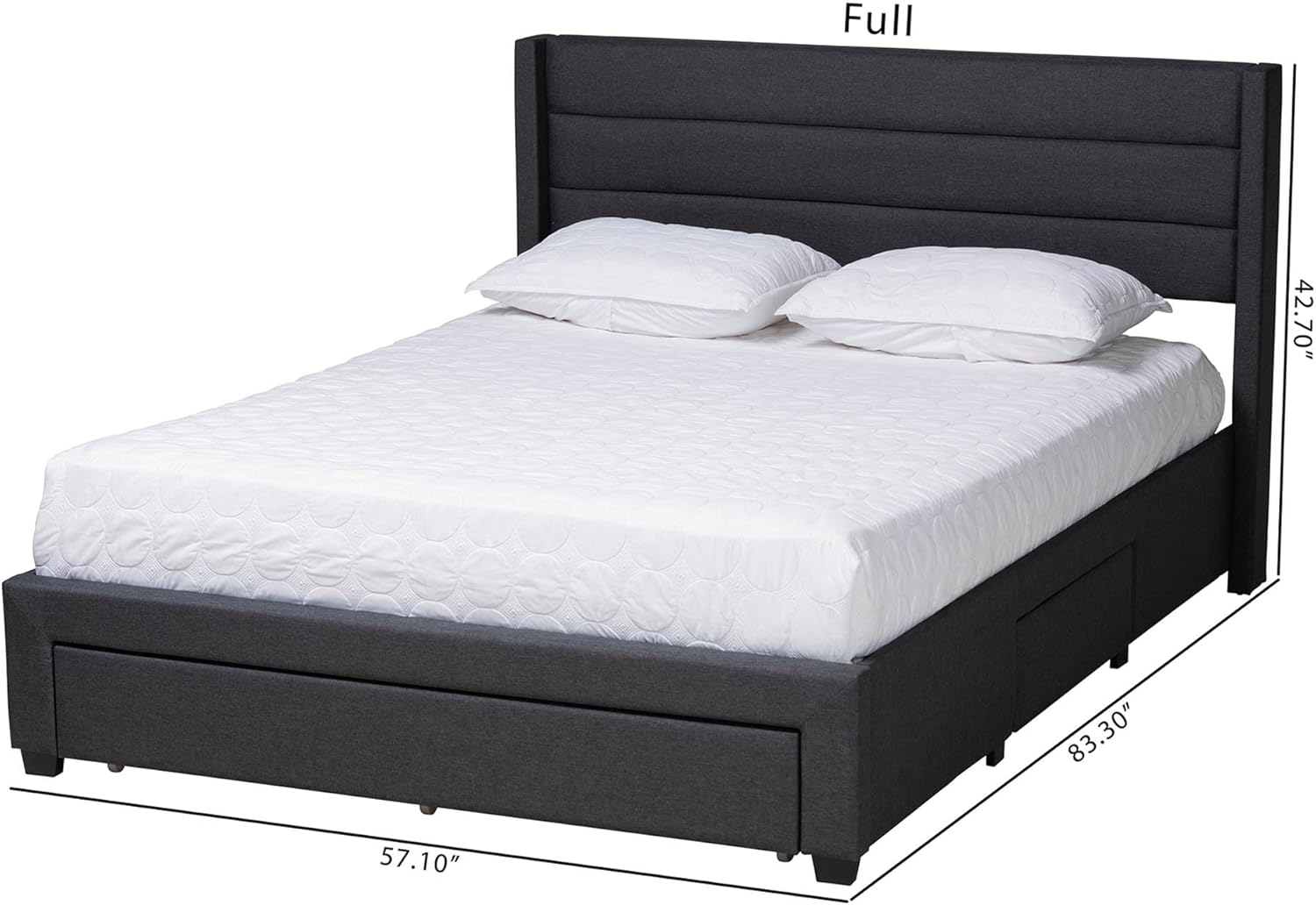 Baxton Studio Braylon Bed (Storage), Full, Charcoal Grey/Dark Brown