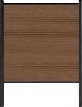 Mondaria Outdoor Privacy Screen - 6x6 Ft Air Conditioner Fence Panels Wood Plastic Composite Fence for Outside, Decorative Garden Fences for Patio/Trash Can Brown with 1 In-Ground Posts