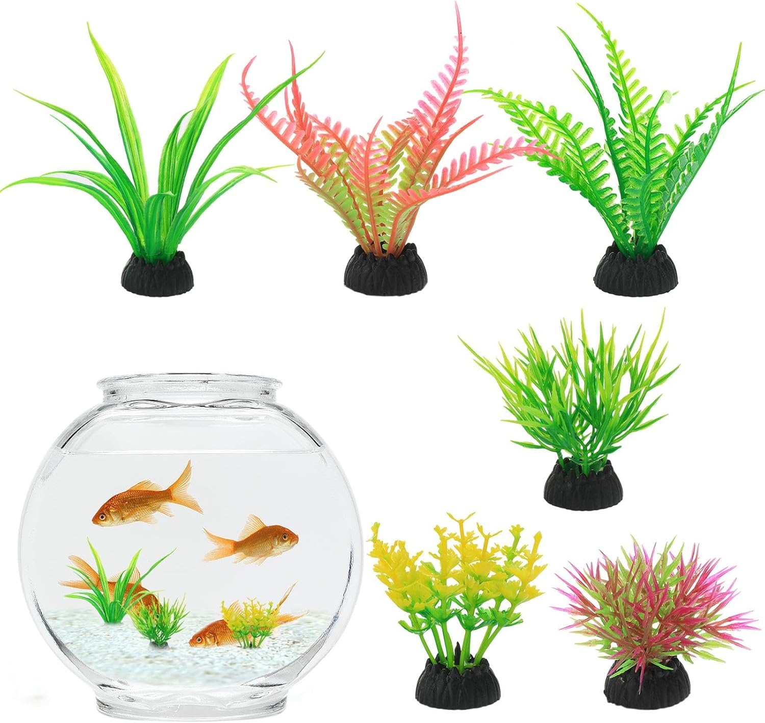 SculptZen 18 Pcs Aquarium Plants Set,Artificial Plastic Green Water