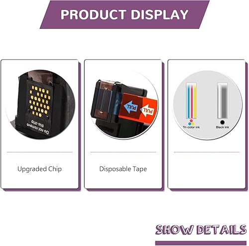 Miniatura 5 de Cartucho de tinta remanufacturado para Canon PG 245XL & CL 246XL con indicador de nivel de tinta utilizado en impresoras PIXMA iP2820 MG2420 MG2520