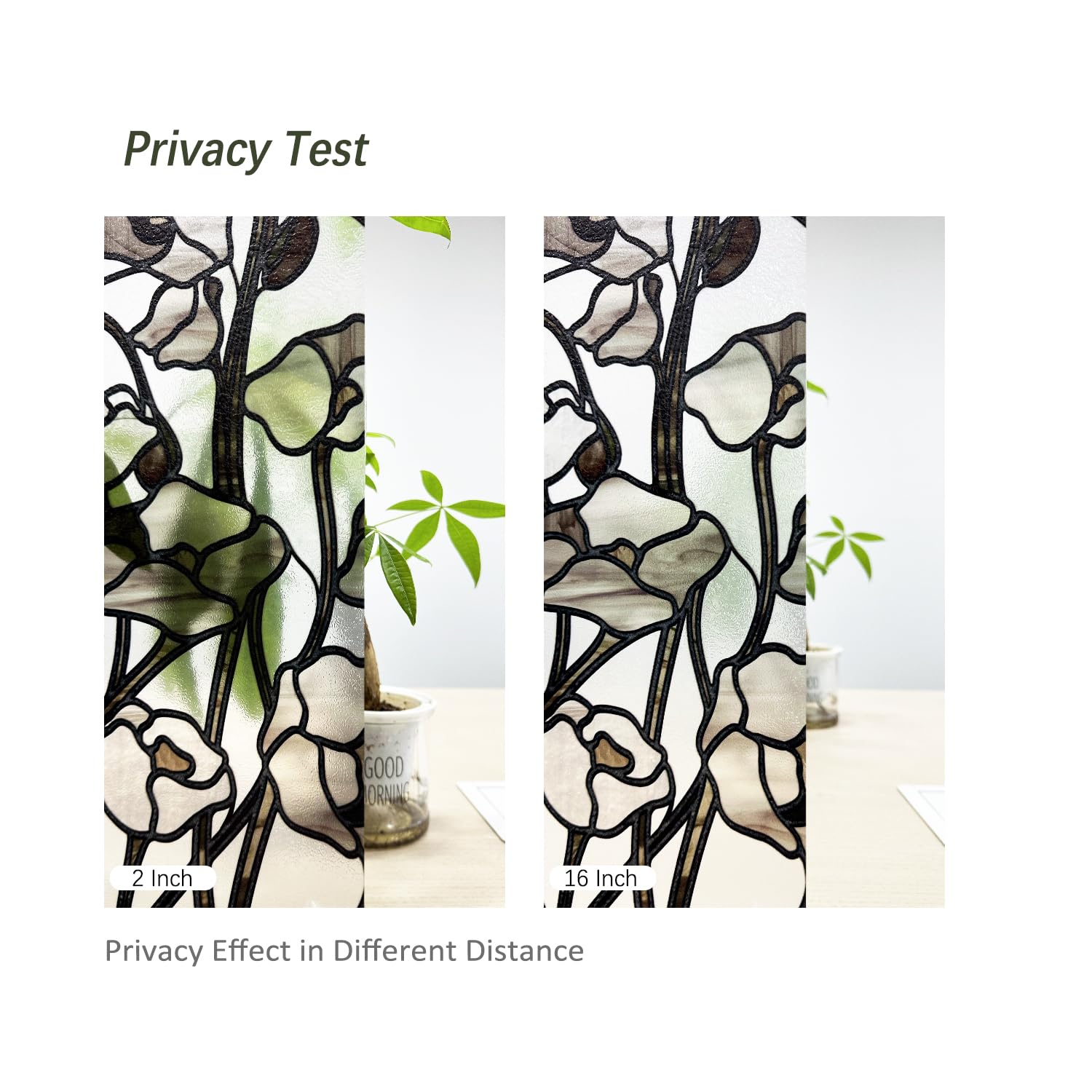 ChicSkin Original Hand Drawn Privacy Textured Stained Glass Window Film, Double Sided Decorative Floral Window Film Privacy for Home, Window Clings Mocha Poppy for Mother's Day 11.81