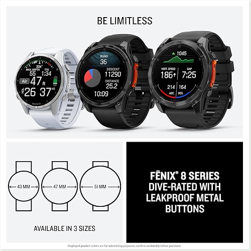 Garmin fēnix 8, 43mm Premium GPS smartwatch, AMOLED touchscreen, multisport, advanced health & training features, built-in LED flashlight, adventure watch with up to 10 days battery life, Whitestone - 7
