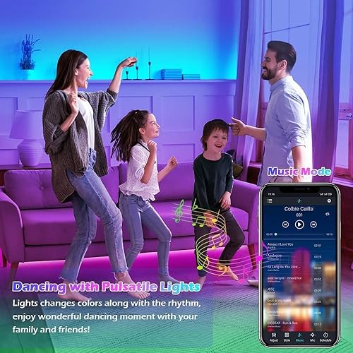 Miniatura 4 de AILBTON Tira de luces LED, sincronización de música, cambio de color, micrófono integrado, control de aplicación Bluetooth, cinta de luces LED con