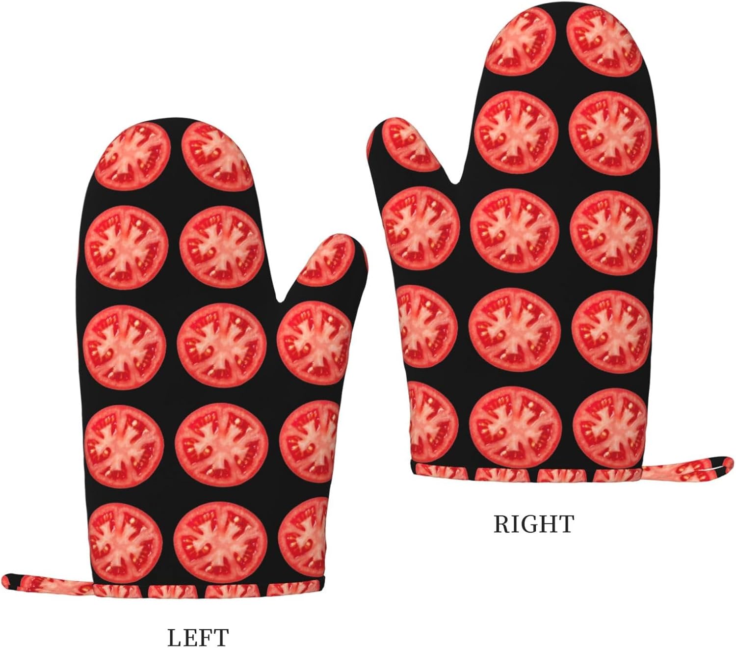 Tomato Slice Oven Mitts and Pot Holders Set of 4 Heat Resistant Kitchen Gloves with Silicone Palm Hot Pads for Baking Cooking Grilling BBQ