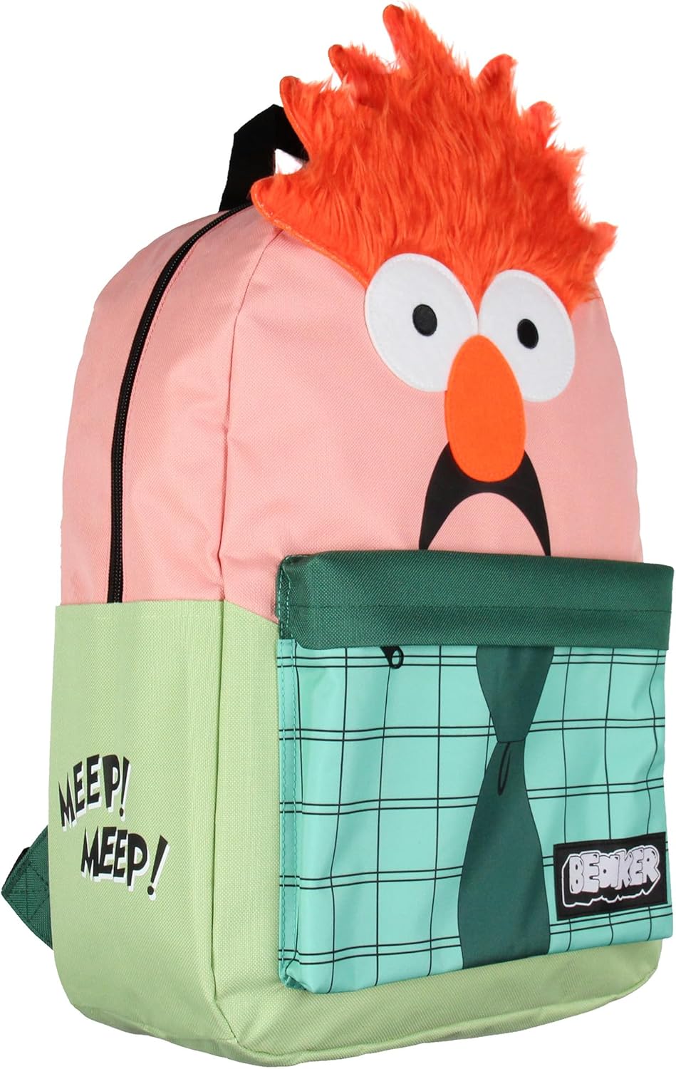Bioworld The Muppets Beaker 3D Character Hair 17" Backpack Laptop Travel Book Bag Padded Back Adjustable Straps - Image 2