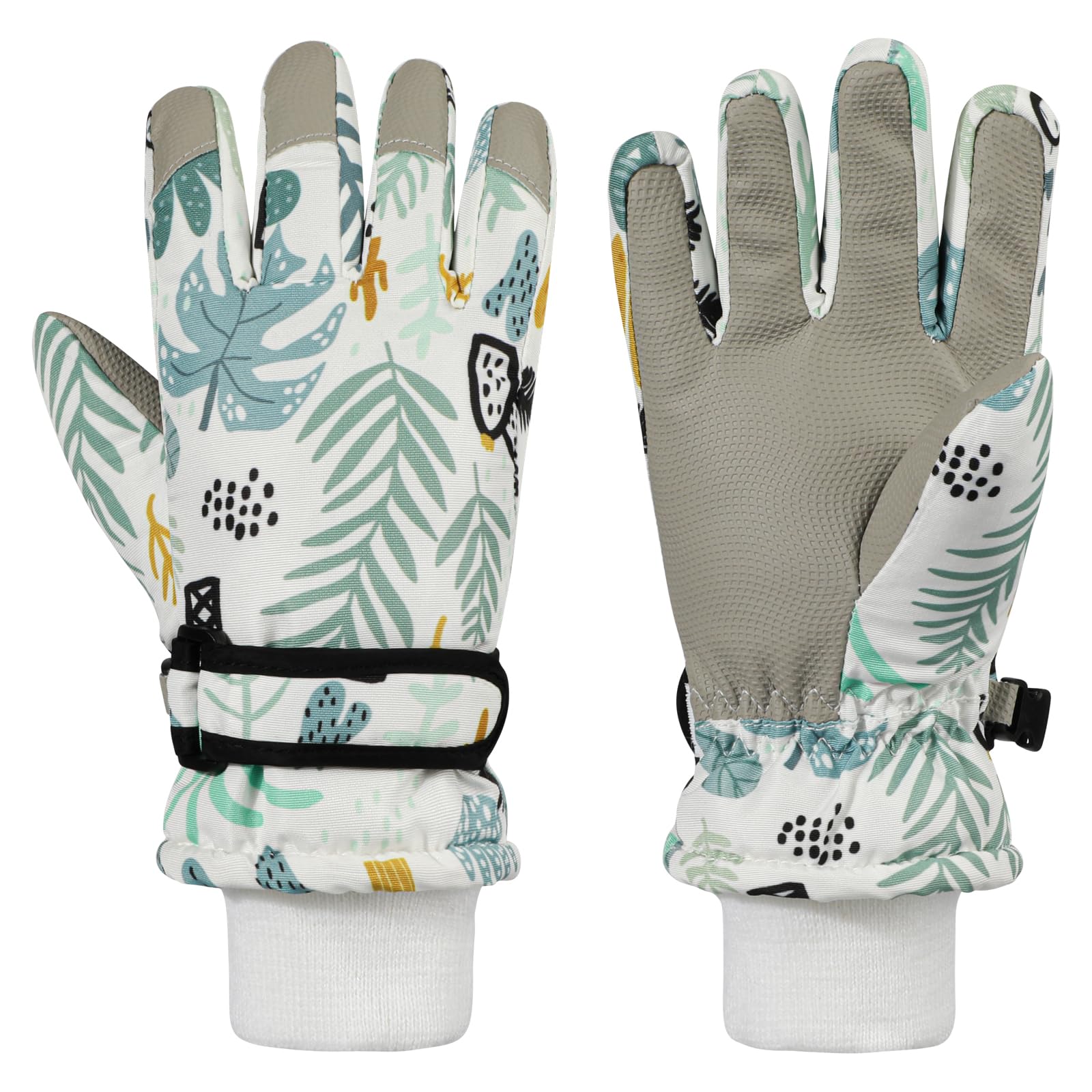 QKURT Guantes de Esquí para Niños, Guantes de Esquí Térmicos de Invierno para Niños, Manoplas a Prueba de Viento para Nieve, Guantes de Trineo para Patinaje en Clima frío para Niños y Niñas