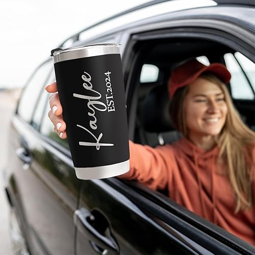 Miniatura 4 de Vaso personalizado grabado con nombre  16 diseños personalizados de acero inoxidable de 20 onzas  Taza de café de viaje personalizada con nombre,