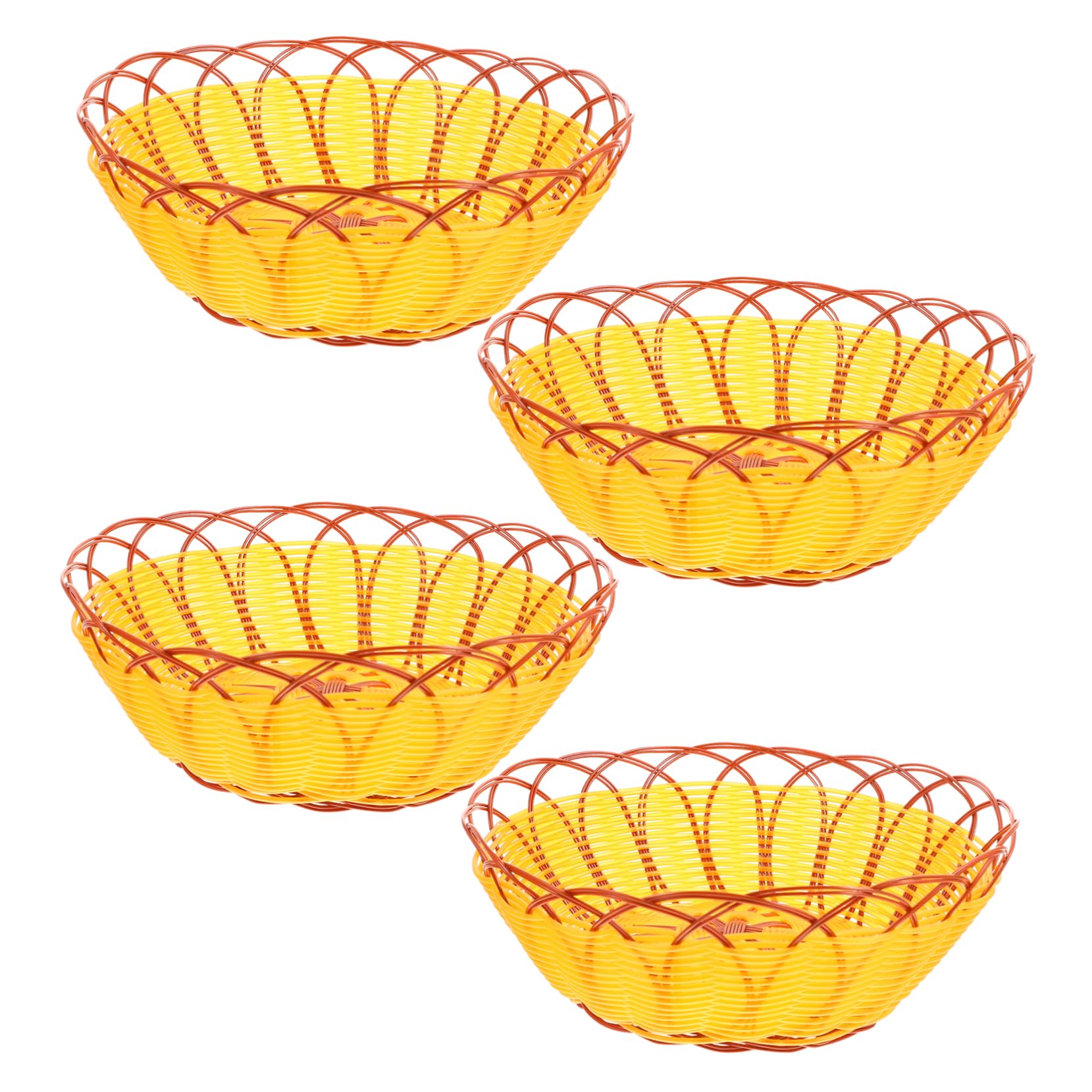 Cesta de almacenamiento tejida con bordes reforzados para proteger alimentos y aperitivos