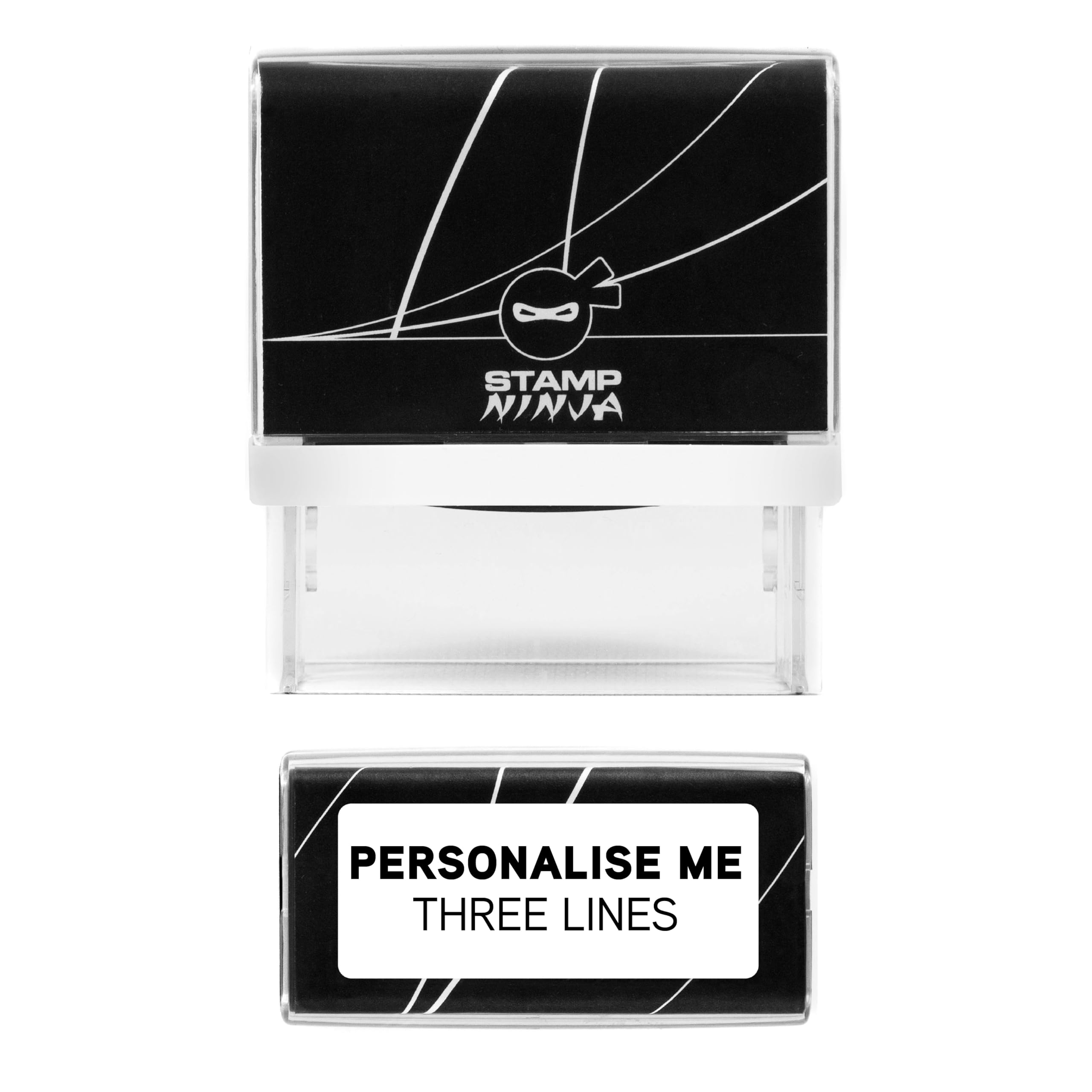 Personalised Custom Made Self-Inking Company Business Address Rubber Ink Stamp - 58mm x 22mm (Three Lines of Text)