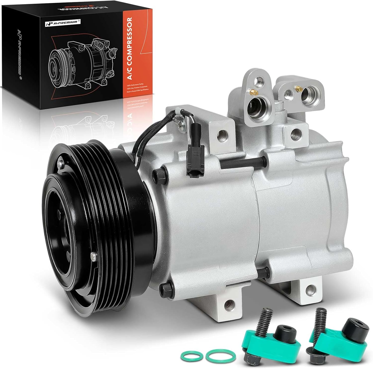 A-Premium Air Conditioner AC Compressor with Clutch Compatible with Hyundai Tucson 2.7L 2006-2009, with Halla Compressor Code HCC