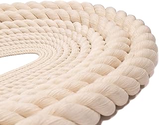 Natural Twisted Cotton Rope – Super Soft – Triple Stranded Twisted Cotton Rope – 100% Natural Cotton – Macramé Rope for DI...