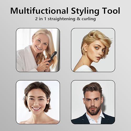 Miniatura 4 de Mini plancha plana, alisador de pelo pequeño de turmalina de cerámica para cabello cortoflequillo, alisador de pelo de viaje de doble voltaje, mini