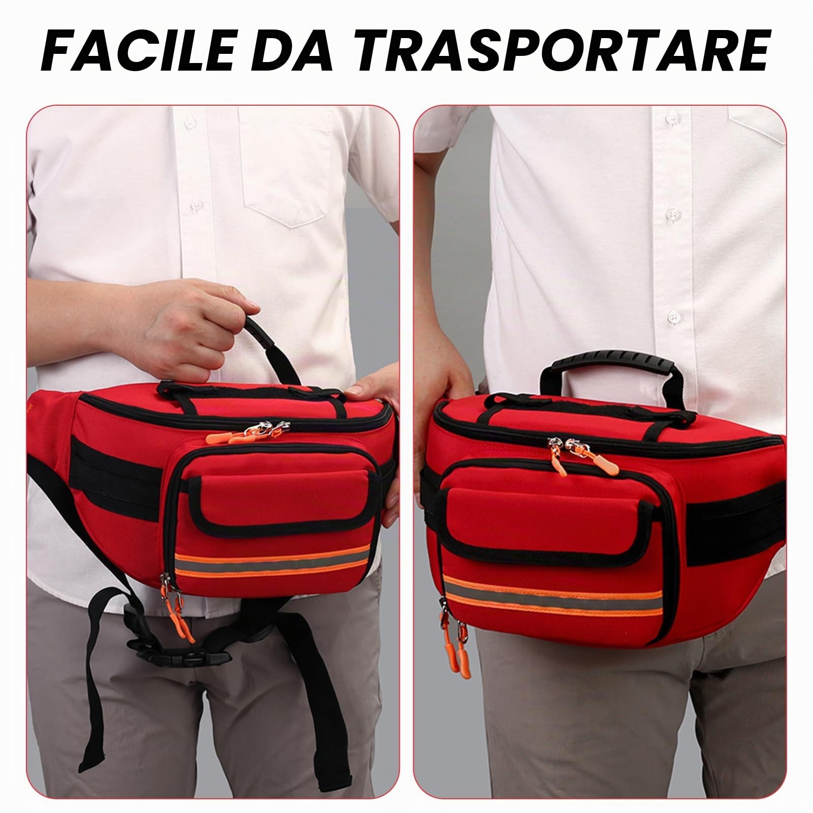 Marsupio di pronto soccorso vuoto, rosso medico, cintura regolabile e fibbia, opzione leggera, per viaggi, casa, escursionismo, campeggio, sport all'aperto