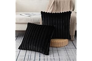 ZLINa Plush Faux Fur Black Throw Pillows