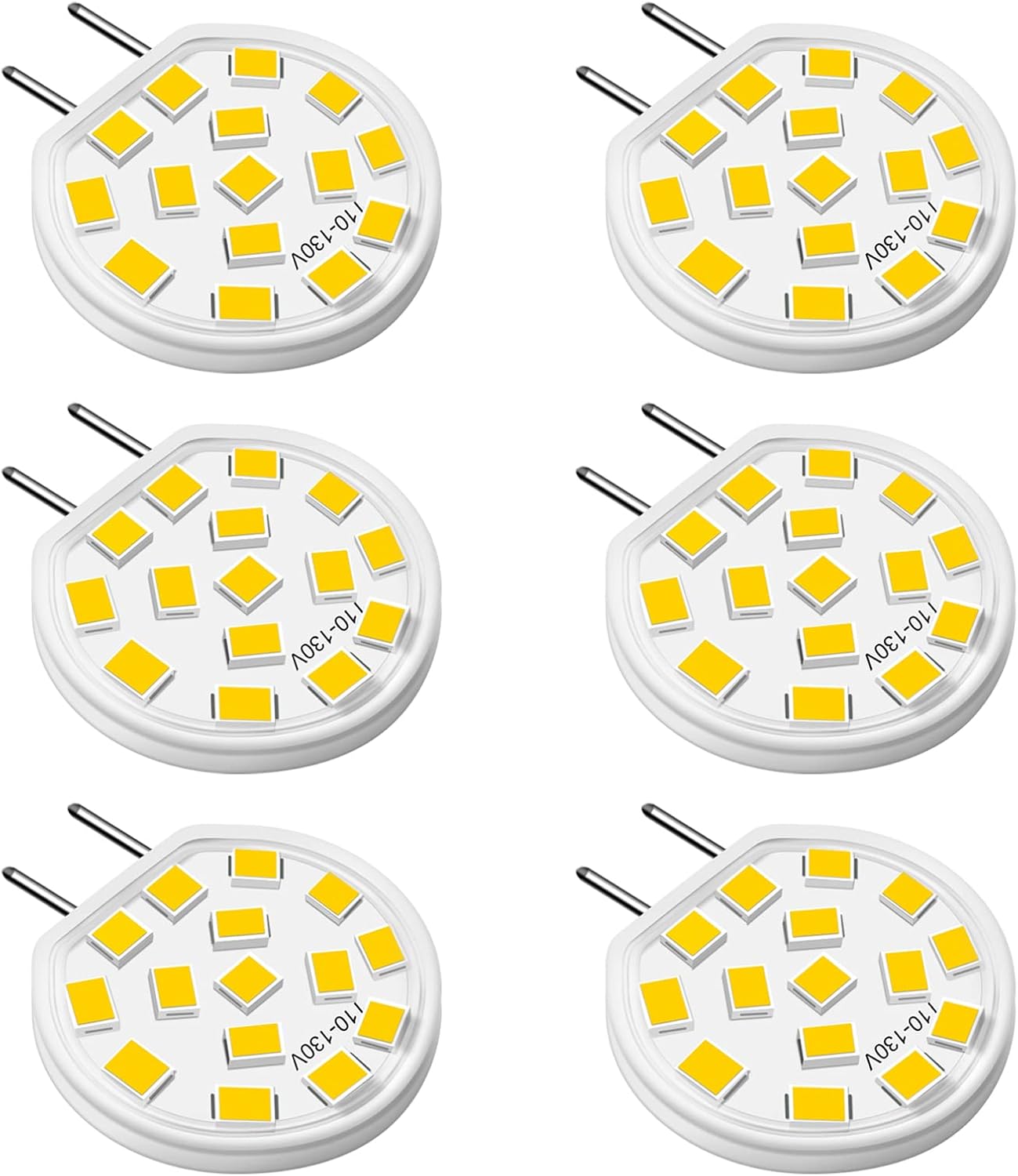 G8 LED Puck Light Bulbs, 3W Equivalent to 20W-25W Halogen Bulb, T4 JCD Type Bi-Pin Base, 120V Warm White 3000K G8 Bulbs for Under Cabinet, Counter Lighting, 6Pack
