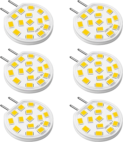 Bombillas LED G8, 3 W equivalentes a bombilla halógena de 20 W-25 W, base bi-pin tipo T4 JCD, 120 V blanco cálido 3000K G8 bombillas para debajo del