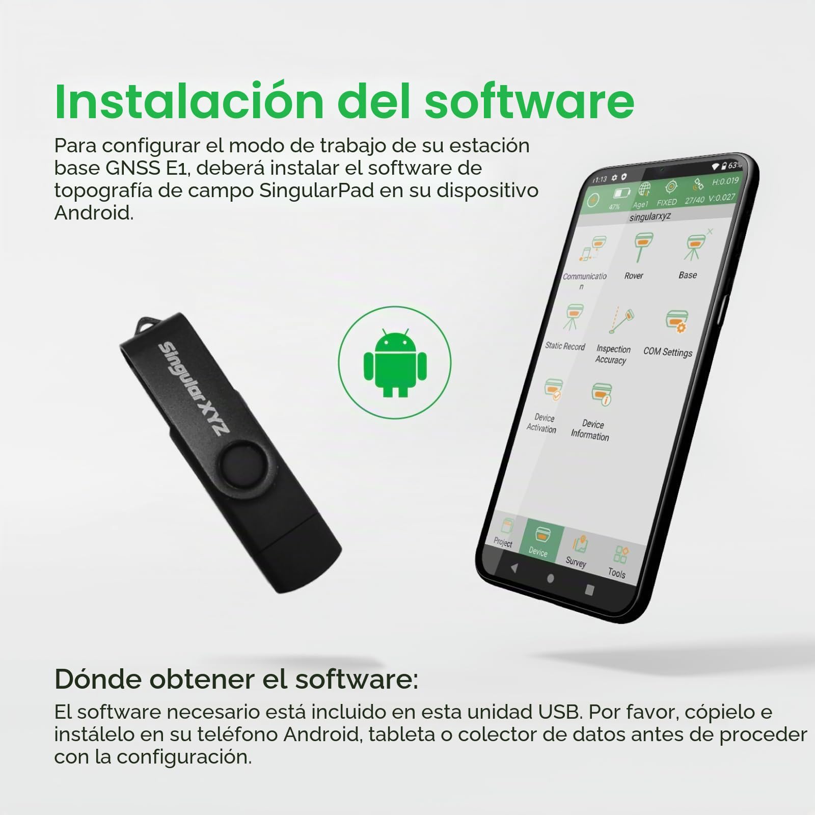 Estación base E1 Lite RTK – Receptor GPS GNSS de alta precisión para topografía, mapeo de drones y RTK Rover, certificado FCC, compatible con receptores GNSS RTK de terceros (sin trípode)