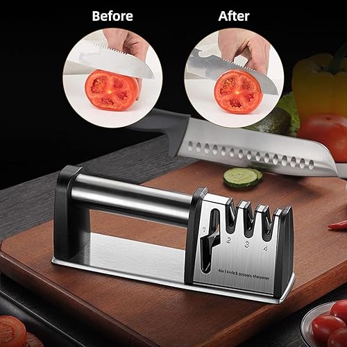 Miniatura 6 de Kit de afilador de cuchillos. Herramienta de afilado de cuchillas y tijeras de cocina profesional 4 en 1, potentes accesorios de afilado de