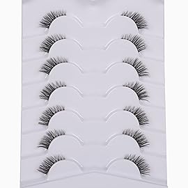 Gmagictobo False Eyelashes Natural Half Lashes Short Wispy Clear Band Lashes Pack 7 Pairs Multipack
