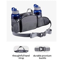 WATERFLY Fanny Pack Waist Bag: Fannie Pack 2 Water Bottle Holders Lumbar Belt Hiking Walking Running Jogging Camping Large Woman Man (Bottle Not Included)