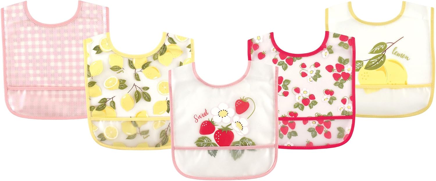 Hudson Baby Waterproof Bib with Crumb Catcher Pocket,
