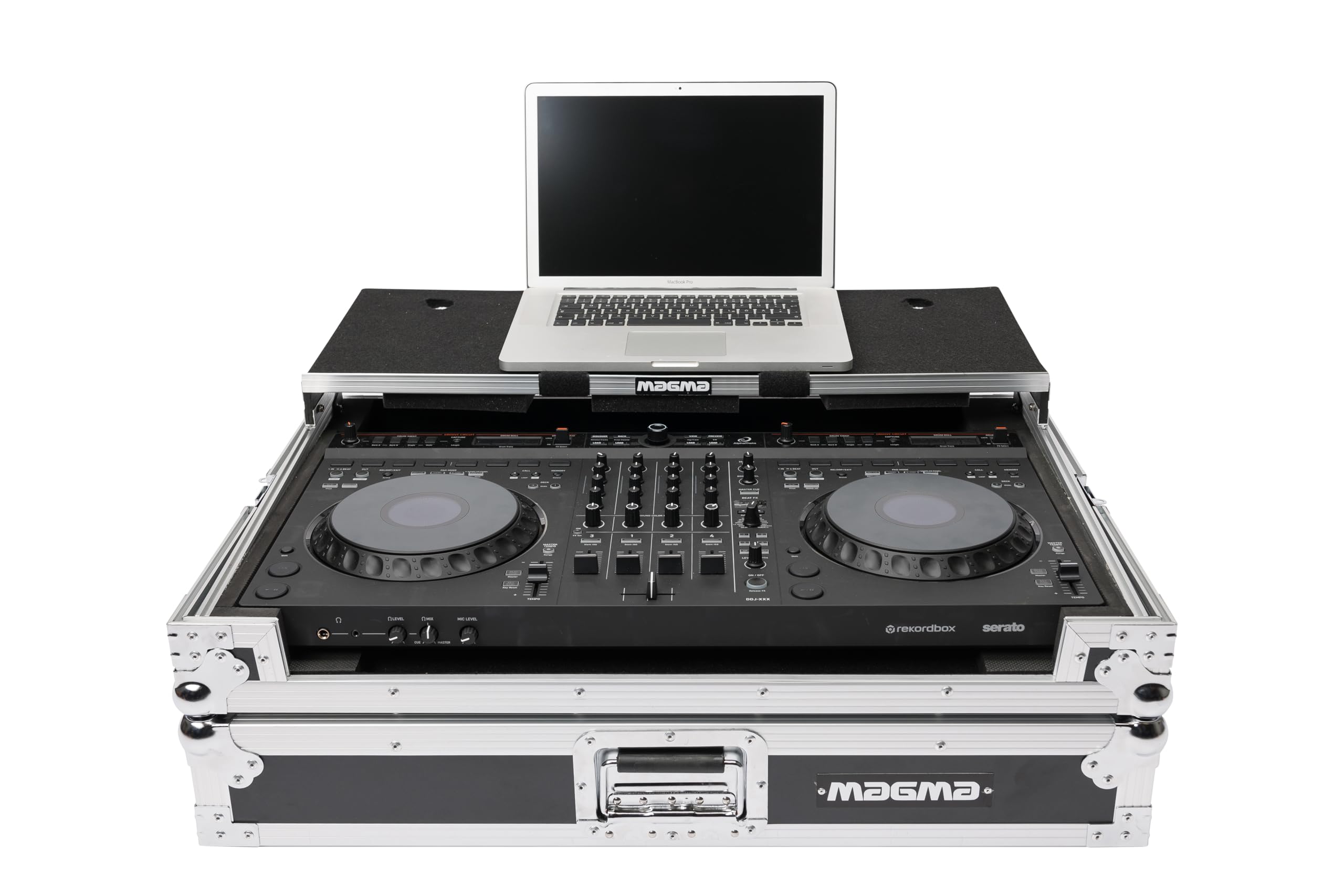 Magma Flight Case Compatible with AlphaTheta DDJ-GRV6 & Pioneer DJ DJ FLX-10 Workstations with Laptop Platform (MGA41037)