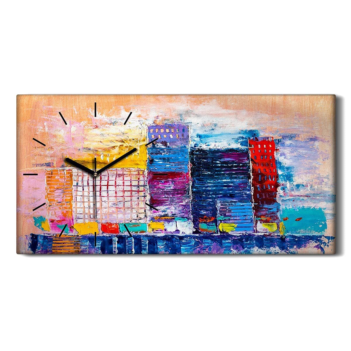 Horloge sur Toile Gratte-Ciel Urbain Abstrait 60x30cm