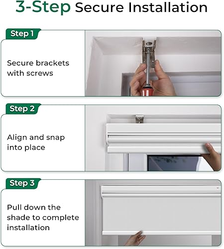 Miniatura 8 de Allesin Persianas enrollables motorizadas con control remoto para ventanas, persiana enrollable inteligente, eléctrica a pilas (blanco, 34 pulgadas