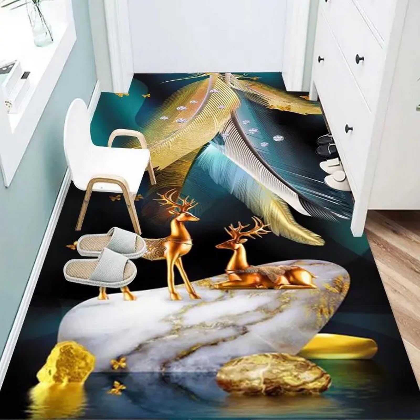 Tapis Plumes d'animaux 3D Grand Tapis Canapé pour Décor Salon Ambiance Cosy