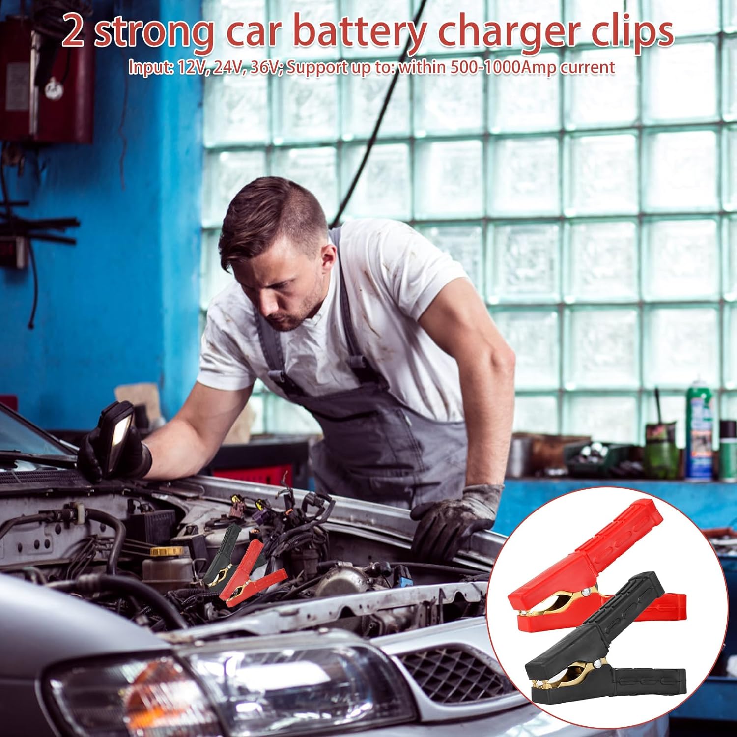 20Pcs Car Battery Clamps 12V-24V Pure Copper Alligator Clips Jump Heavy Duty Lead Clip Insulated Full Protective Battery Clips for Car Auto Truck Vehicle