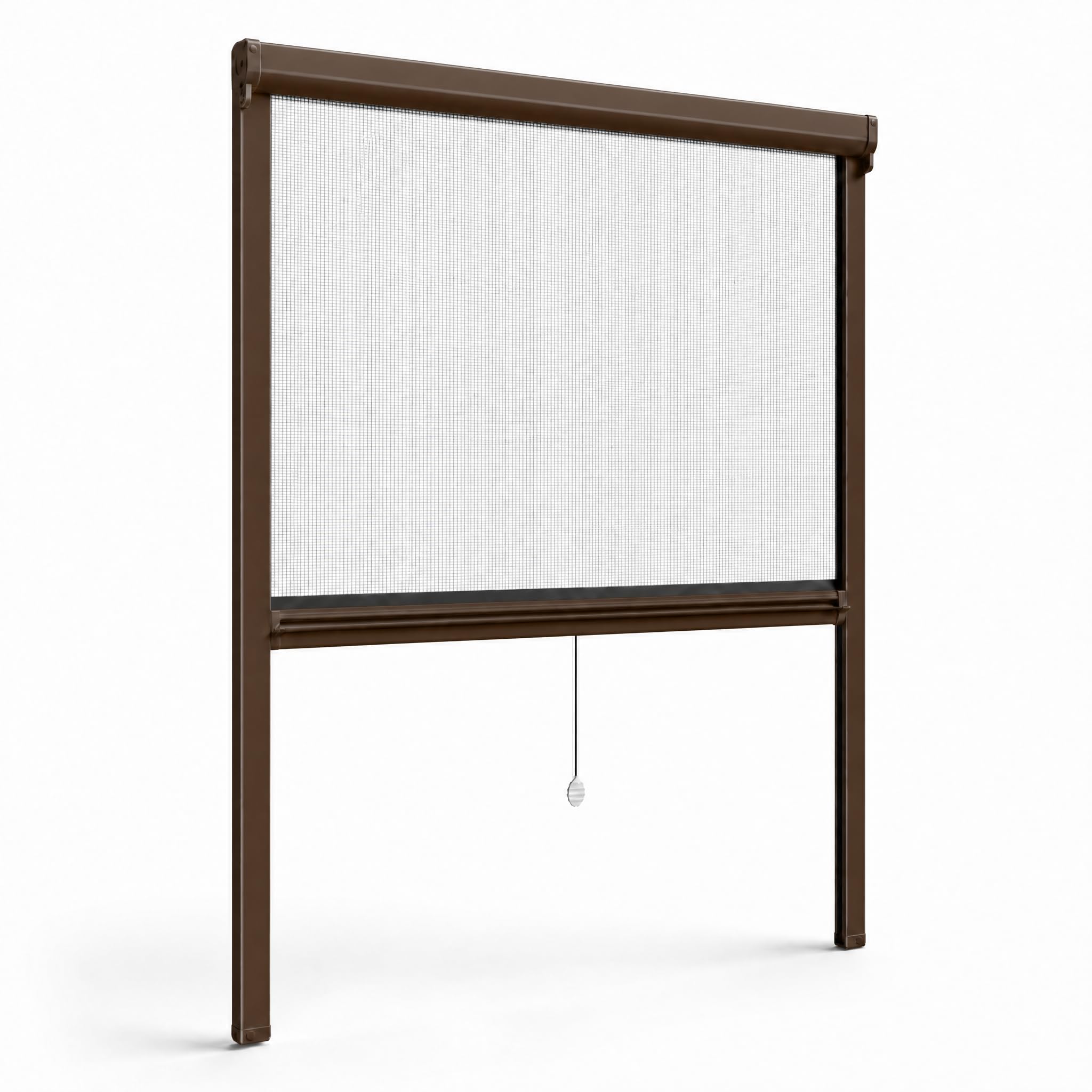 LEIVESTE - Mosquitera enrollable reducible para ventanas, montaje fácil y rápido, red de fibra de vidrio, estructura de aluminio, varios tamaños y colores, color marrón, 140 x 160 cm