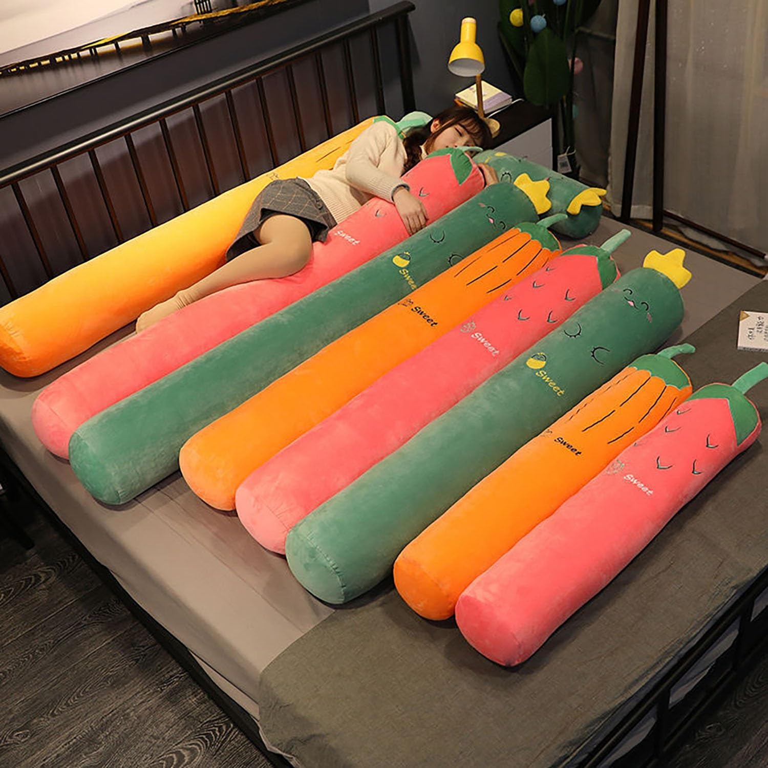 Body Pillow for Adults, Bolster Pillow with Removable Velvet Cover, Long Round Cervical Roll Pillow(5,160cm/63in)