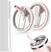 Stanley Cup Lid, Leak-Proof, Pack of 2 Stanley Cup Lids, Leak-Proof, Removable Replacement Lid for 40 oz/100 g, Leak-Proof Replacement Lid for with 4 Straws and 1 Straw Brush