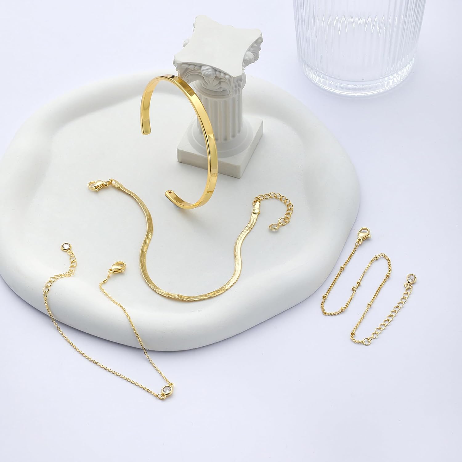 Gold Bracelets for Women,Dainty 14K Gold Plated Stack Set Trendy Stackable non tarnish Paperclip Chain Bracelets Gold Jewelry Sets Gifts for Women - Image 4